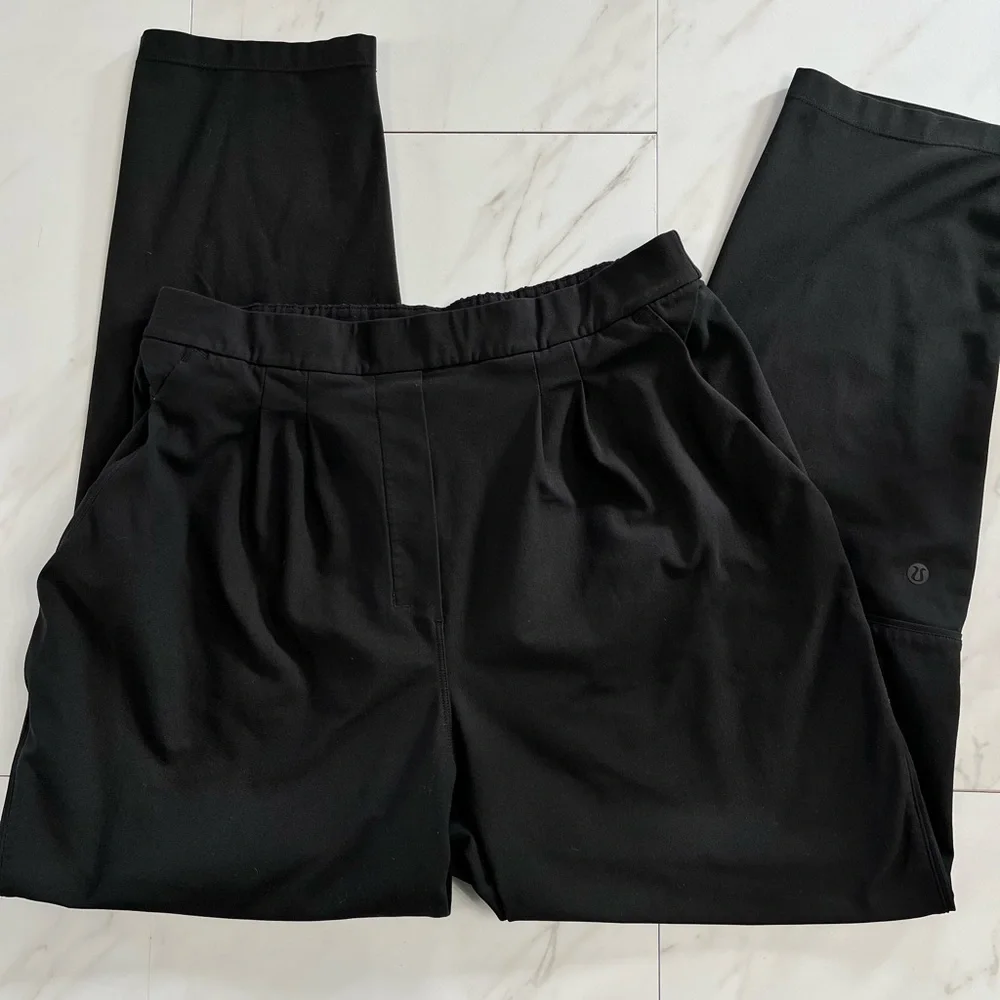 Lululemon Essential High Rise Trouser Pants Womens 8 Black Pocket Front Pleat